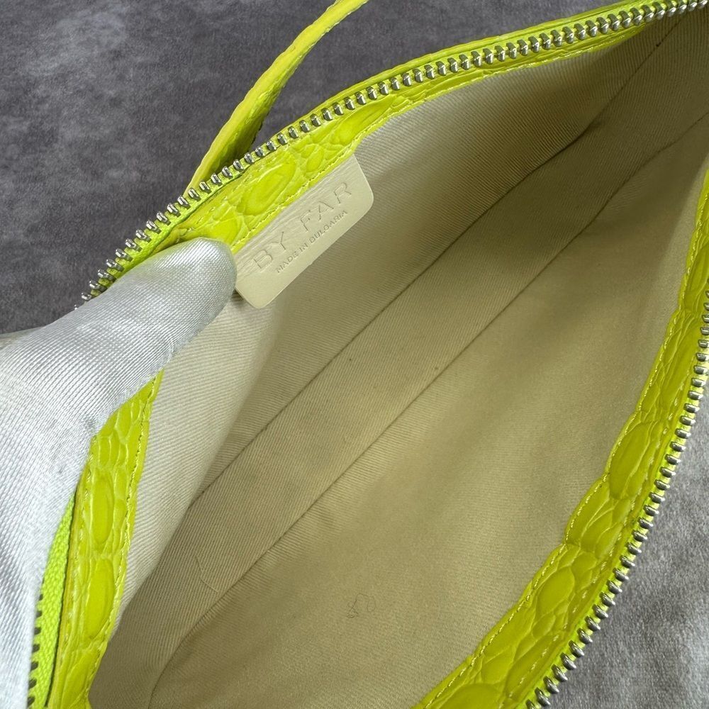 By Far Rachel Acid Green Croc-Embossed Women's Bag New - Picture 10 of 14
